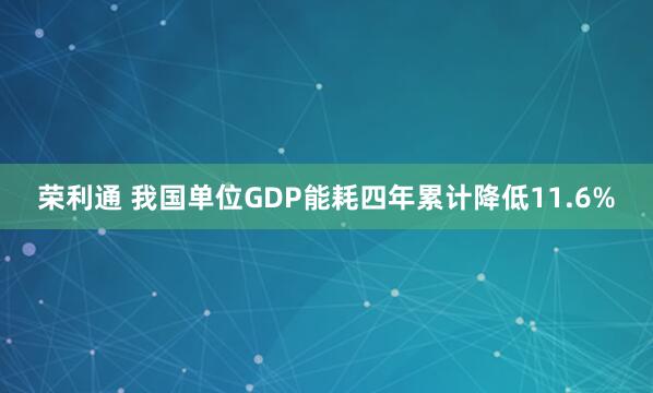 荣利通 我国单位GDP能耗四年累计降低11.6%